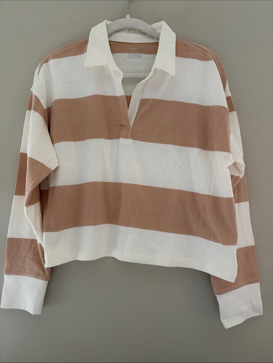 aerie Tops - Aerie Long Sleeve Cropped Polo T-Shirt Small